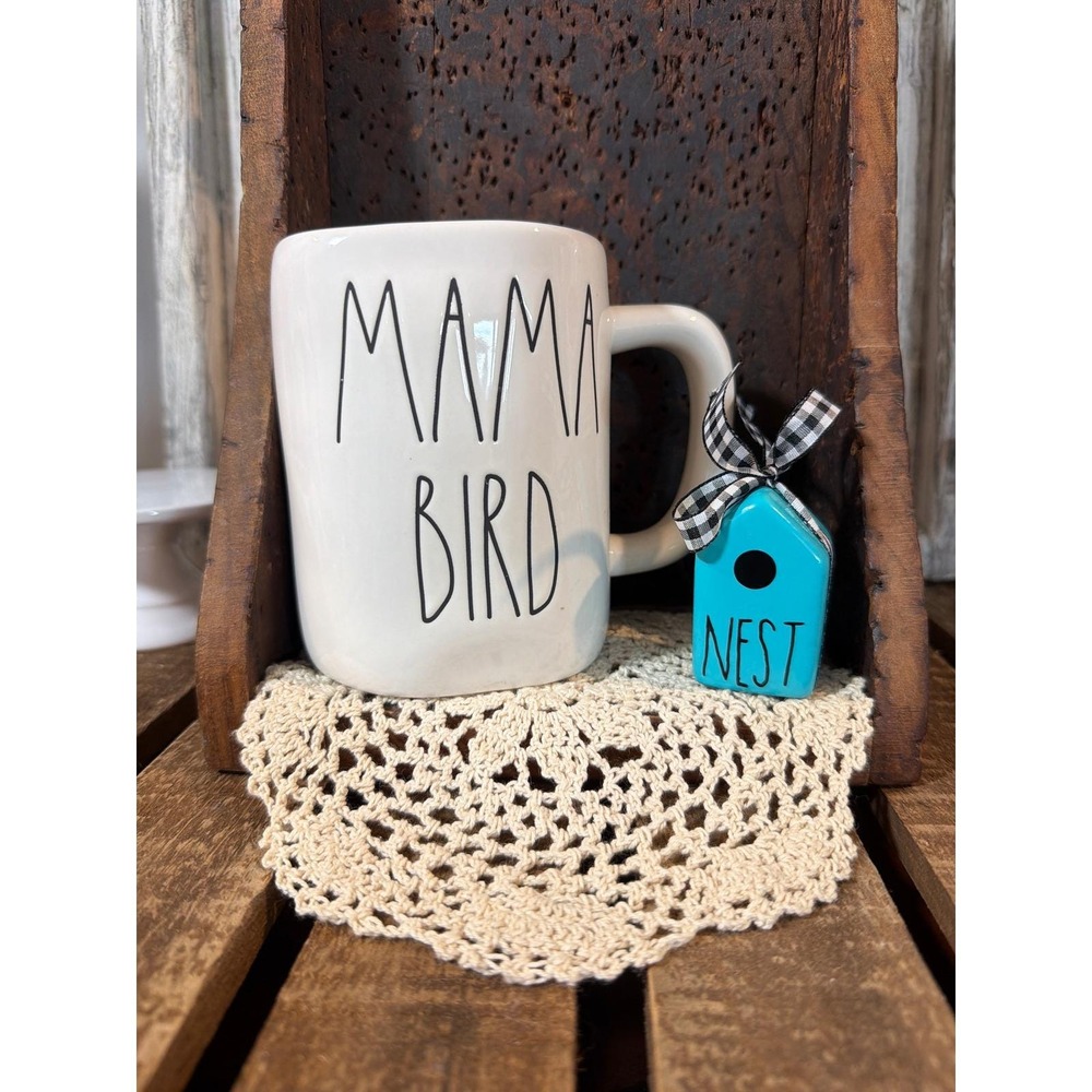 Rae Dunn Mug Ceramic Artisan Collection "MAMA BIRD" 16Oz Mug